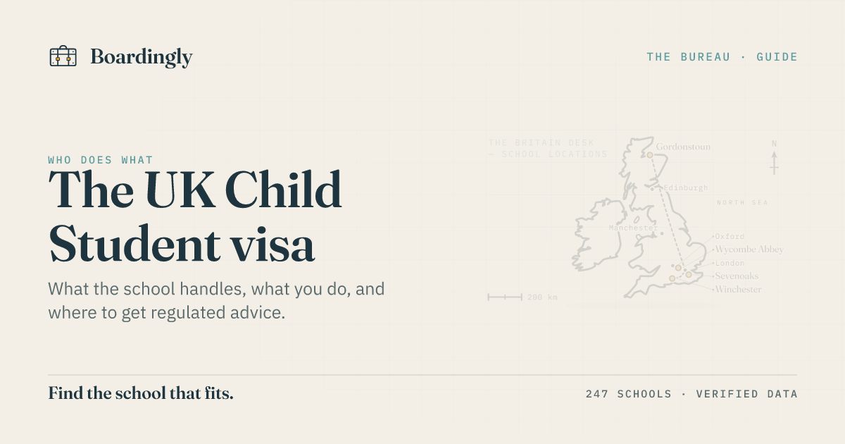 Boardingly editorial card on the UK Child Student visa for boarding pupils.
